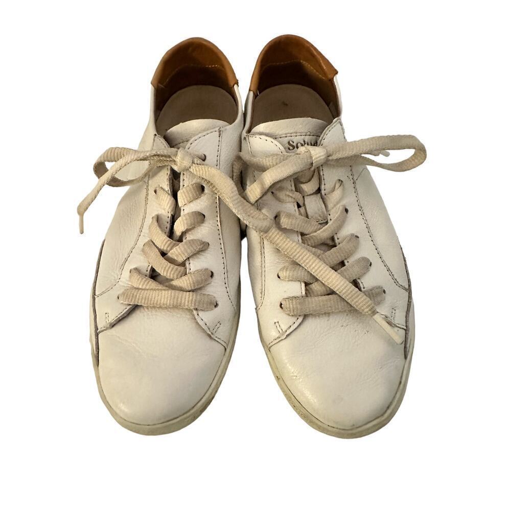 Soludos Original Ibiza Leather Sneaker‎ in Oasis White Women’s Size 7.5 EUC